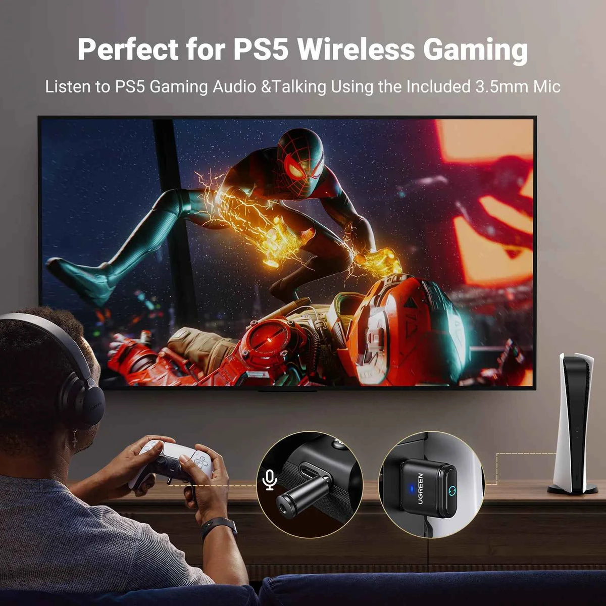 USB Bluetooth 5.3 Transmitter AptX HD AD Audio Adapter for PS5 PS4 Nintendo Switch Headset Speaker Mic Bluetooth Receiver