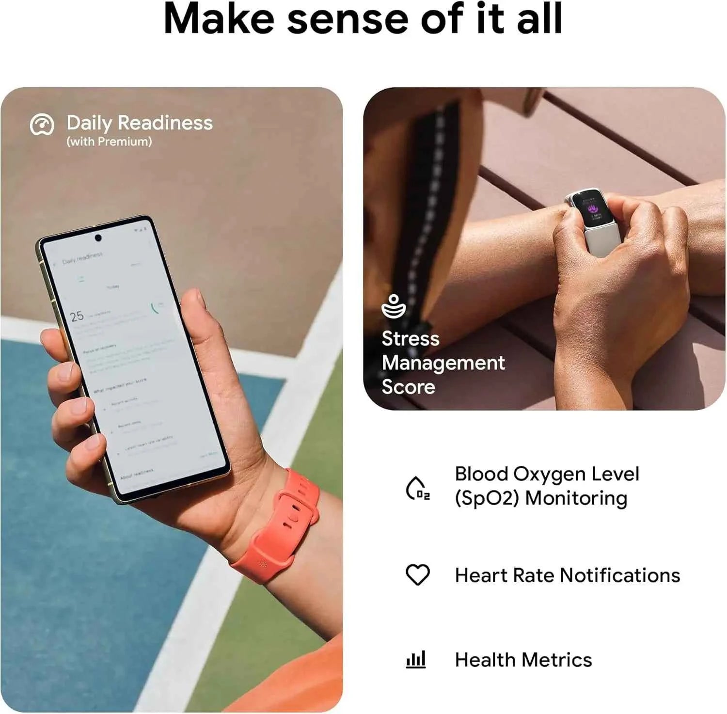 Fitbit Charge 6 Smart Fitness Tracker with ECG,Heart Rate,SpO2,GPS,Sleep Stress Monitor, Waterproof Watch for Running & Swimming