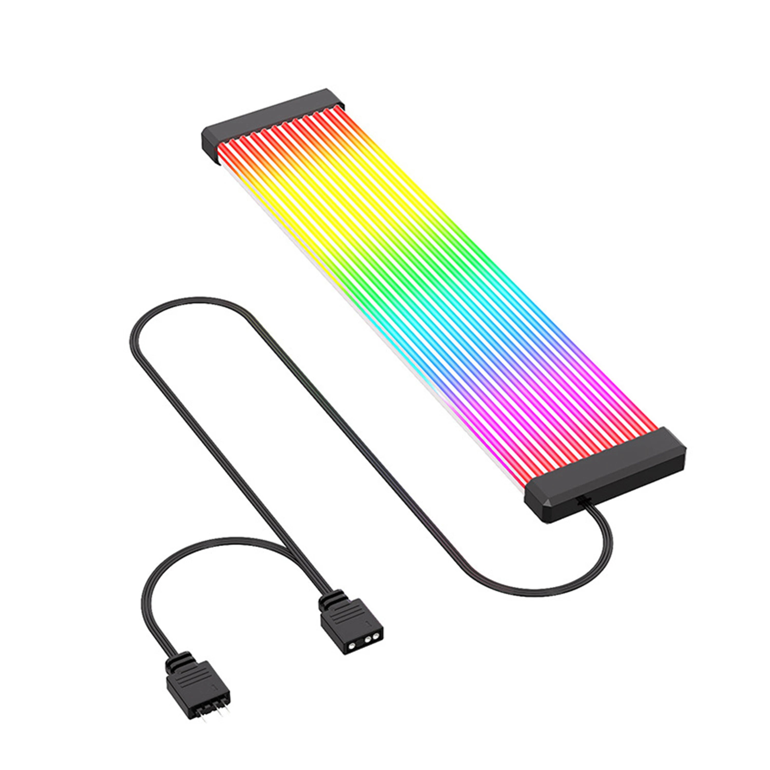 5V ARGB Rainbow 24Pin 8Pin PSU Extension Cable, ARGB LED Sync ATX Gaming PC Case Decor Light Strip