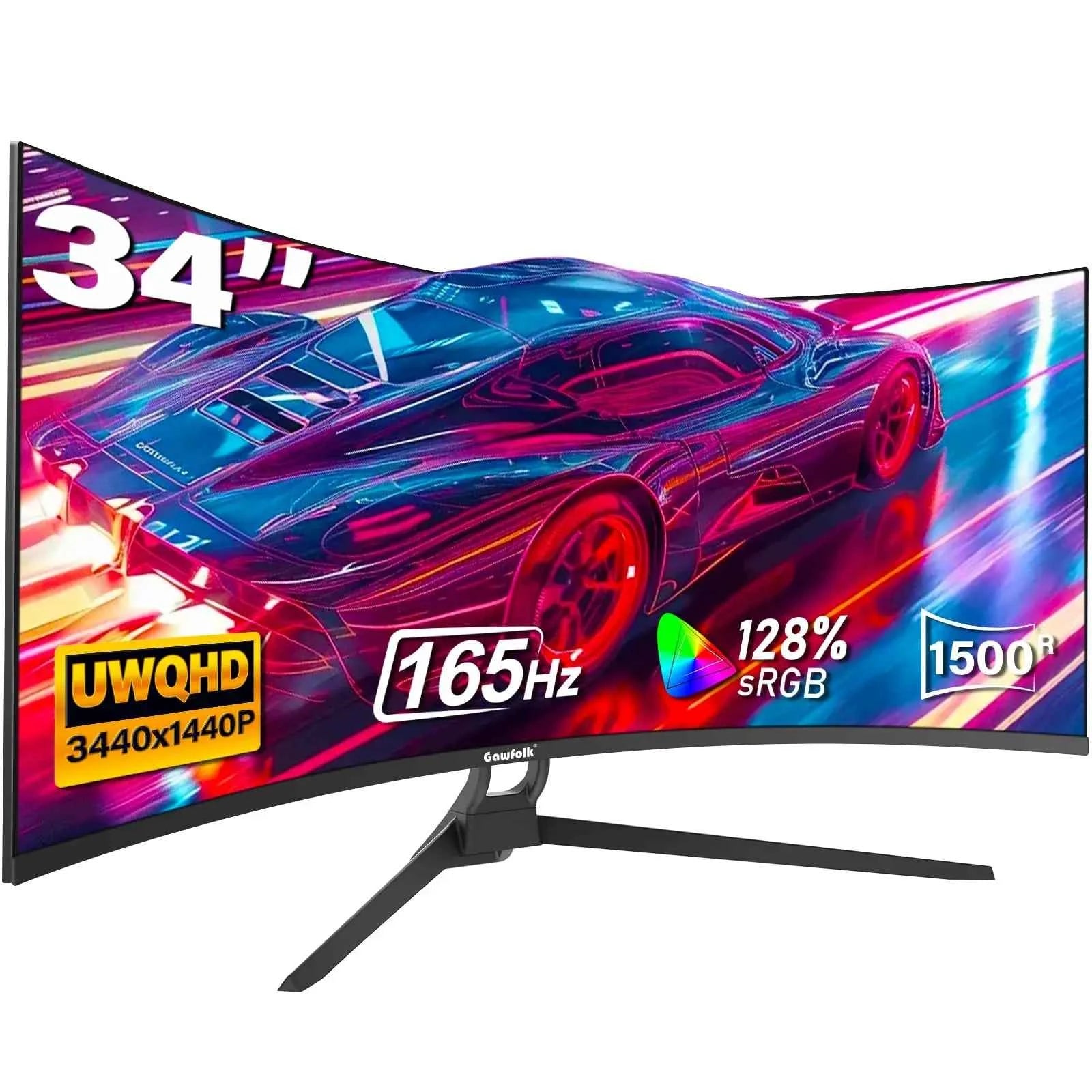 3734" Curved Gaming Monitor, IPS WQHD(3440x1440P) 165Hz 1500R 21:9 UltraWide PC Display, 128% sRGB, AMD FreeSync, Blue Light Filter