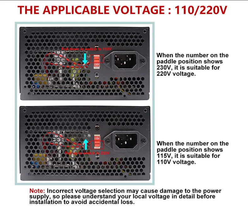 Fonte 500w PSU12V PC Power Sources For Office 500W 24pin ATX Computer Power Supply PSU 500W PC Gaming Power PC Gamer Source Game