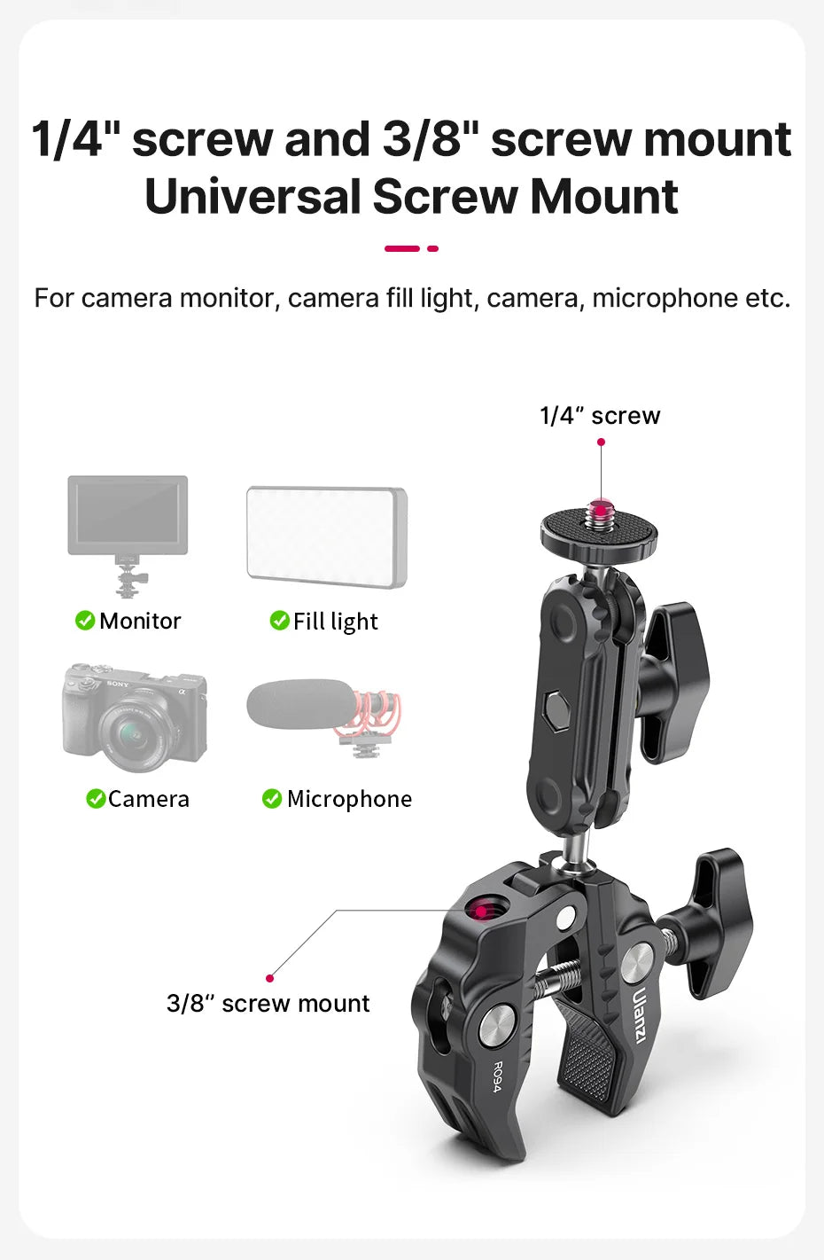 Ulanzi ST-29 Universal Tablet Tripod Mount Stand Phone Holder w Cold Shoe For iPhone 16 15 14 13 12 Horizontal Vertical Shooting