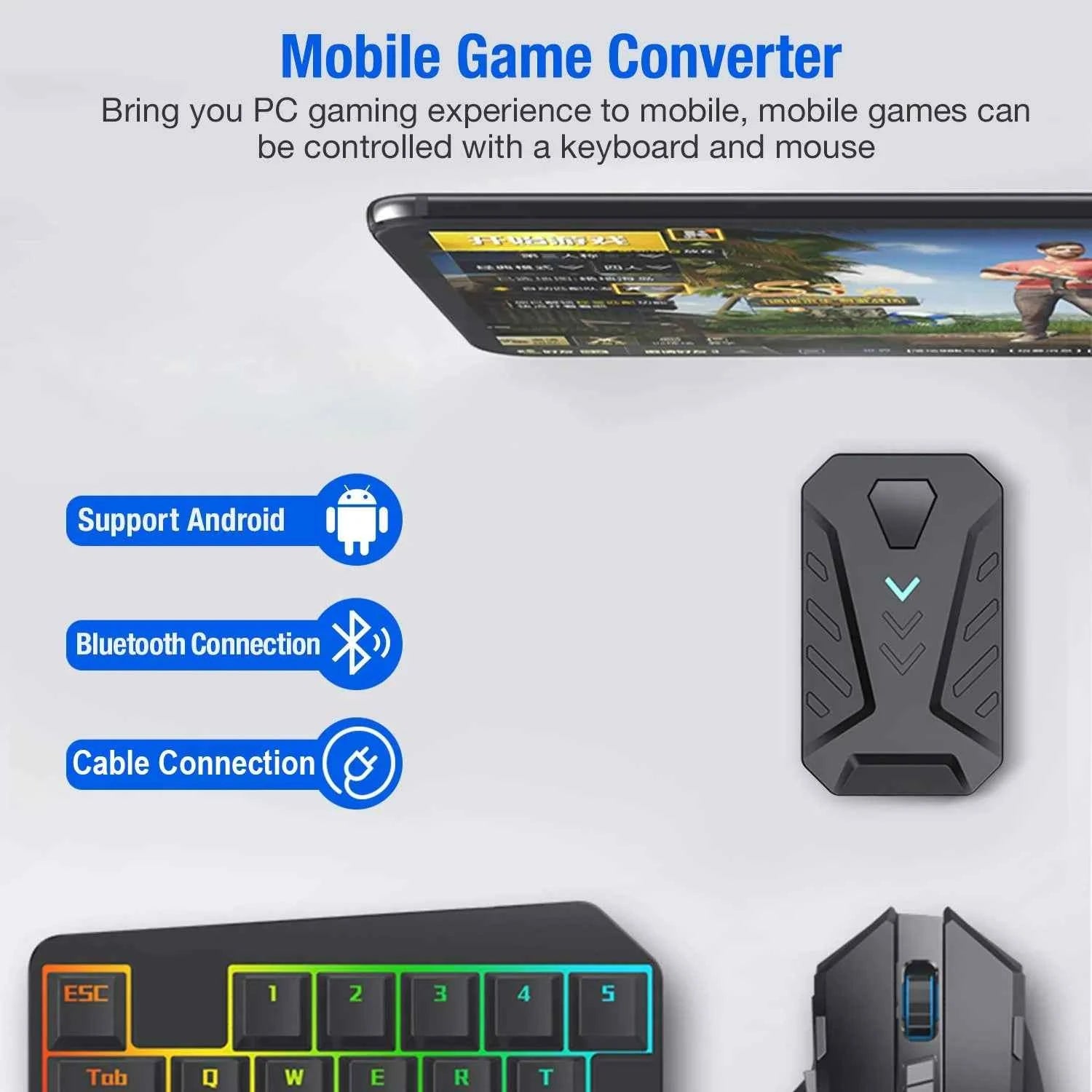 Mobile Games Converter Gaming Keyboard and Mouse Kit One Hand Gamer Keyboard Controller Bluetooth Wired Two Modes Mix Pro for PU