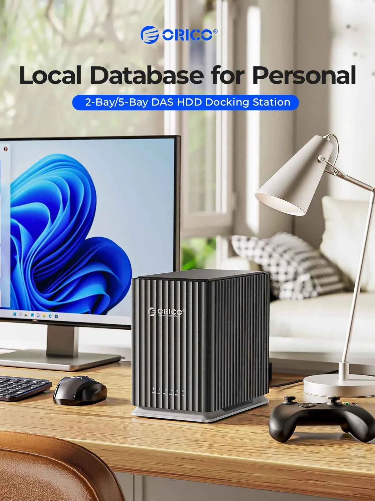 ORICO HDD Docking Station 2Bay 5Bay Type-C Personal Storage 12V 4A Power Supply Silent Design Strong Heat Dissipation 3.5