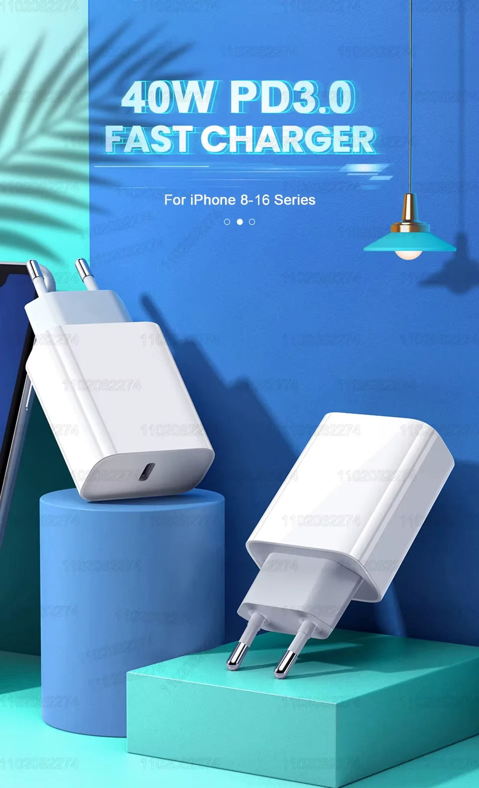 US EU Adapter PD 40W Fast Charger For Apple iPhone 15 13 12 11 14 17 16 Pro Max Type C Charger Charging Cable Phone Accessories