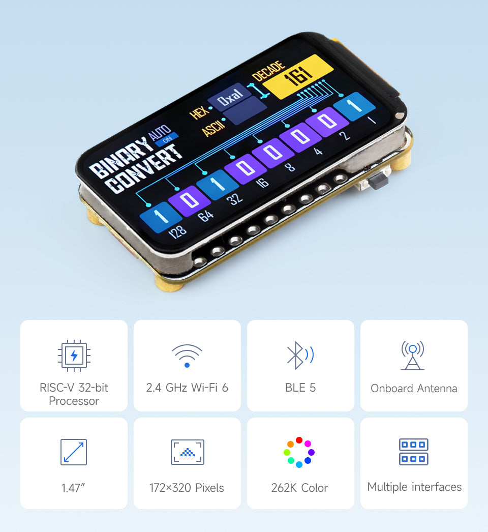 Waveshare ESP32-C6 1.47 Inch Display RISC-V Development Board WiFi 6 & BT ESP32 1.47