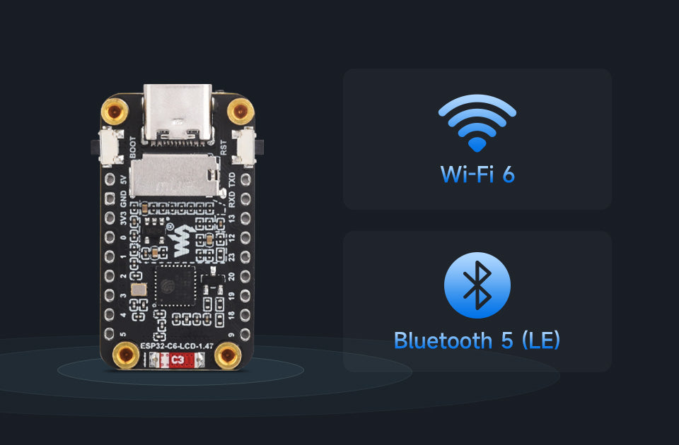 Waveshare ESP32-C6 1.47 Inch Display RISC-V Development Board WiFi 6 & BT ESP32 1.47