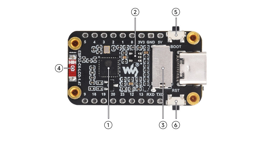 Waveshare ESP32-C6 1.47 Inch Display RISC-V Development Board WiFi 6 & BT ESP32 1.47