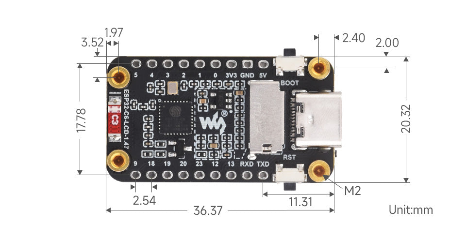 Waveshare ESP32-C6 1.47 Inch Display RISC-V Development Board WiFi 6 & BT ESP32 1.47