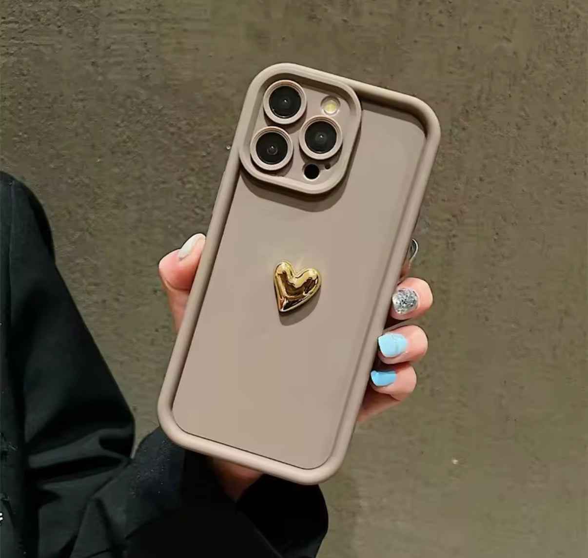 3D Gold Love Heart Case For iPhone 16 15 14 13 12 11 Pro Max X XS XR 7 8 Plus Silicone Candy DIY Cover