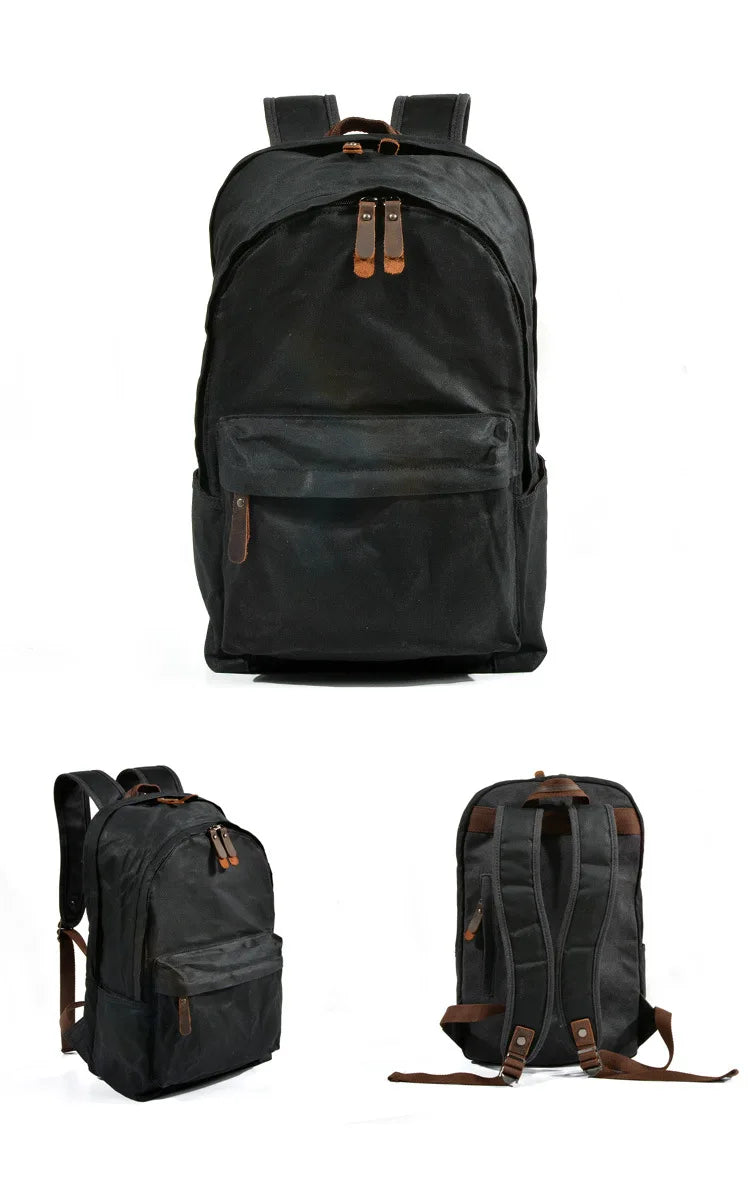 New Designer Waterproof oil wax Canvas Daypacks Unisex men Vintage Backpacks women Anti-thief Travel Rucksacks Retro School Bags