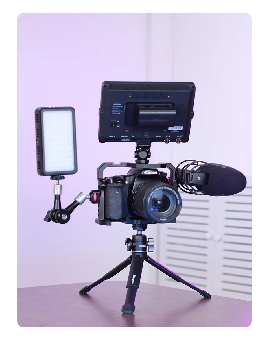 Ulanzi U-Vlog Lite Extendable Tripod Dual Cold Shoe Ball Head Volg Tripod for Smartphone Sony Canon Nikon DSLR Camera