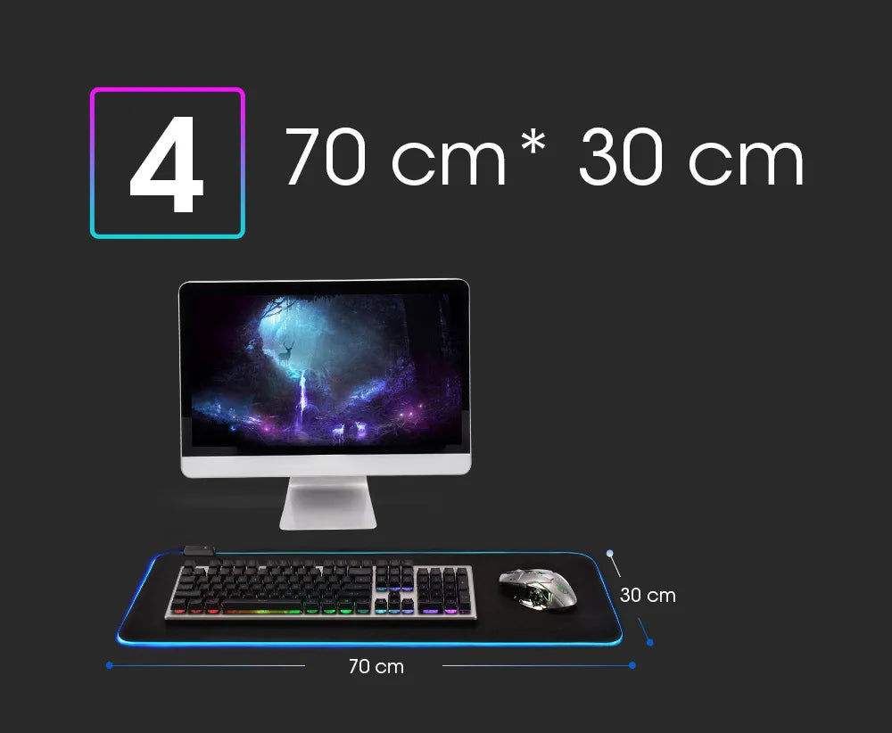 LED Light Mousepad RGB Keyboard Cover Desk-mat Colorful Surface Mouse Pad Waterproof Multi-size World Computer Gamer CS Dota