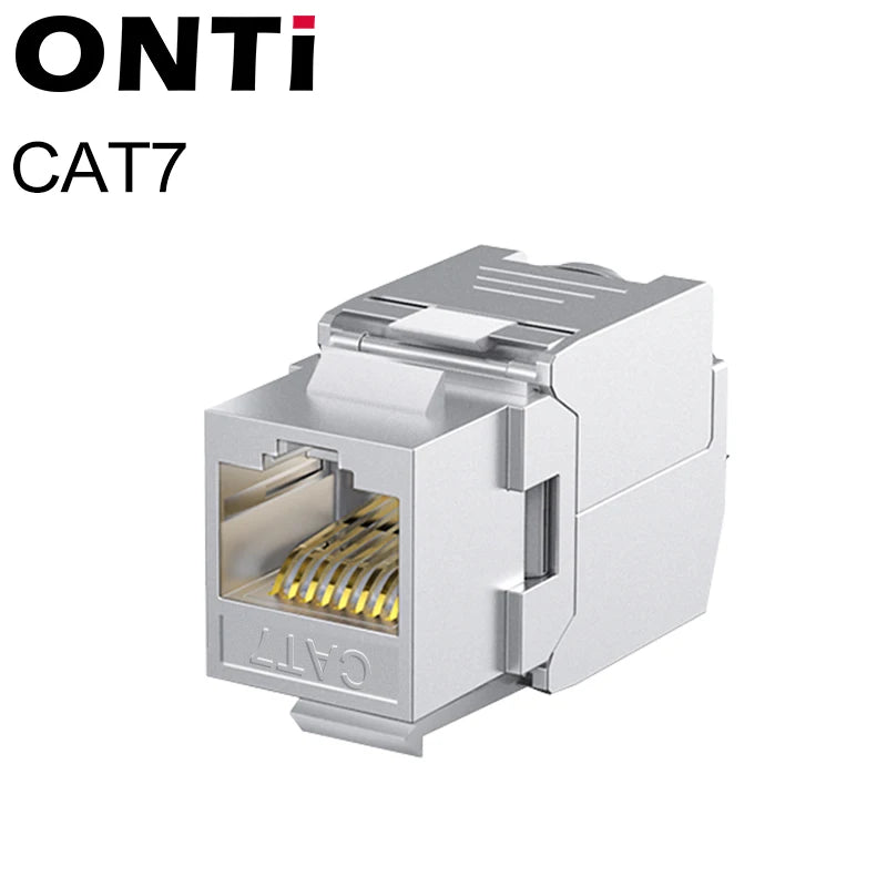 ONTi RJ45 CAT8 Tool-Less STP Shielded Keystone Jack Module,Self-Locking Cat7 CAT6A CAT6 CAT5E Zinc Alloy Network Coupler Adapter