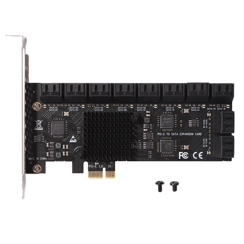 VODOOL SA3112J PCI-E to SATA 3.0 Expansion Card – 20-Port PCIe X1 Controller
