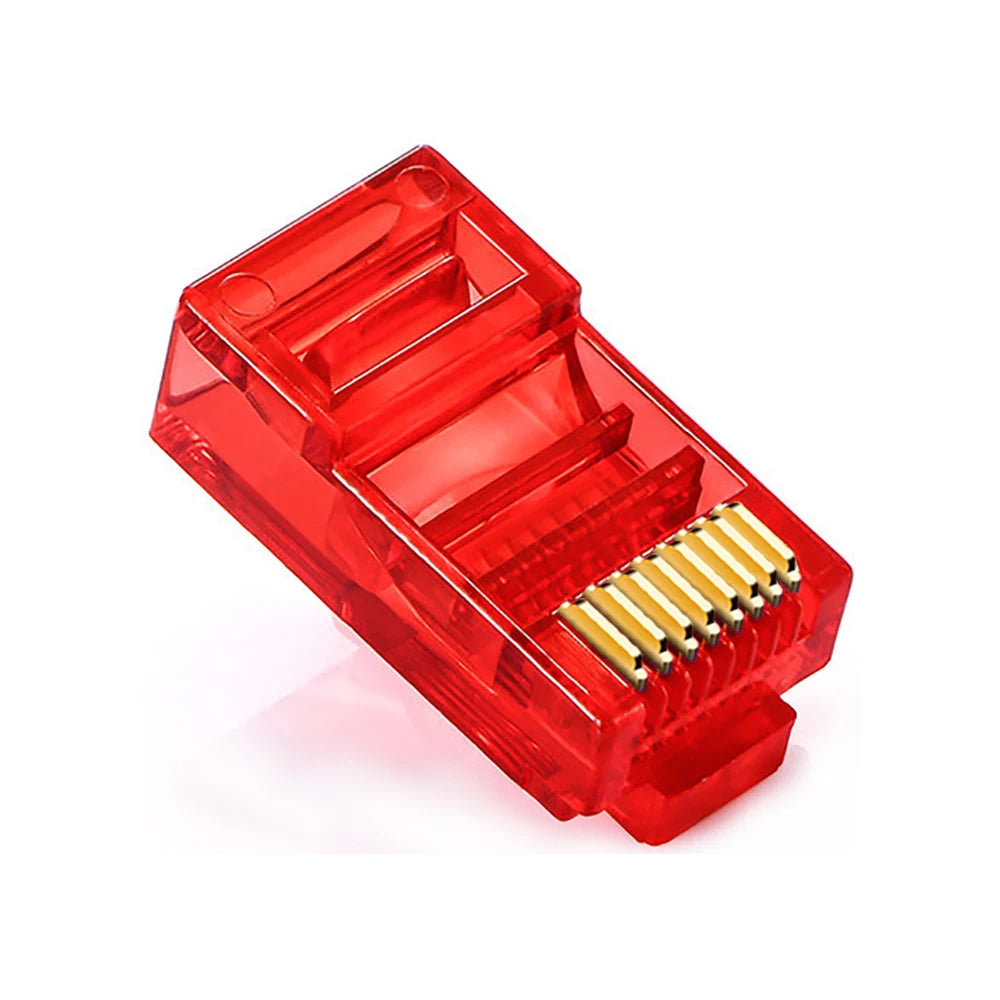OULLX 6U RJ45 Ethernet Plug Gold Plated Cat5e Jack UTP Module Plug Network Connector RJ-45 Crystal Heads Cat5 Multicolor Cable