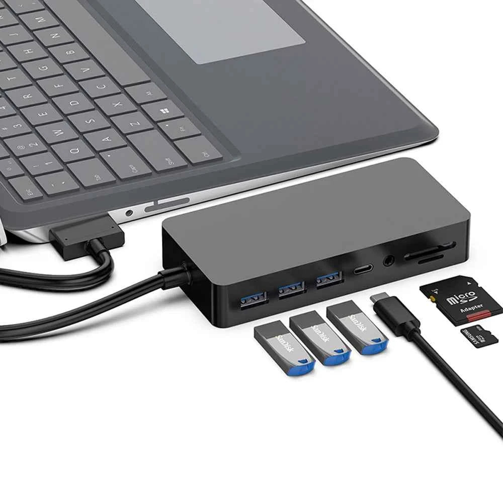 11 in 1 USB 3.0 Mini DP to 4K HD/DP/VGA 3.5 Audio Gigabit Ethernet SD/TF Card Reader Hub for Microsoft Surface Pro 4 5 6