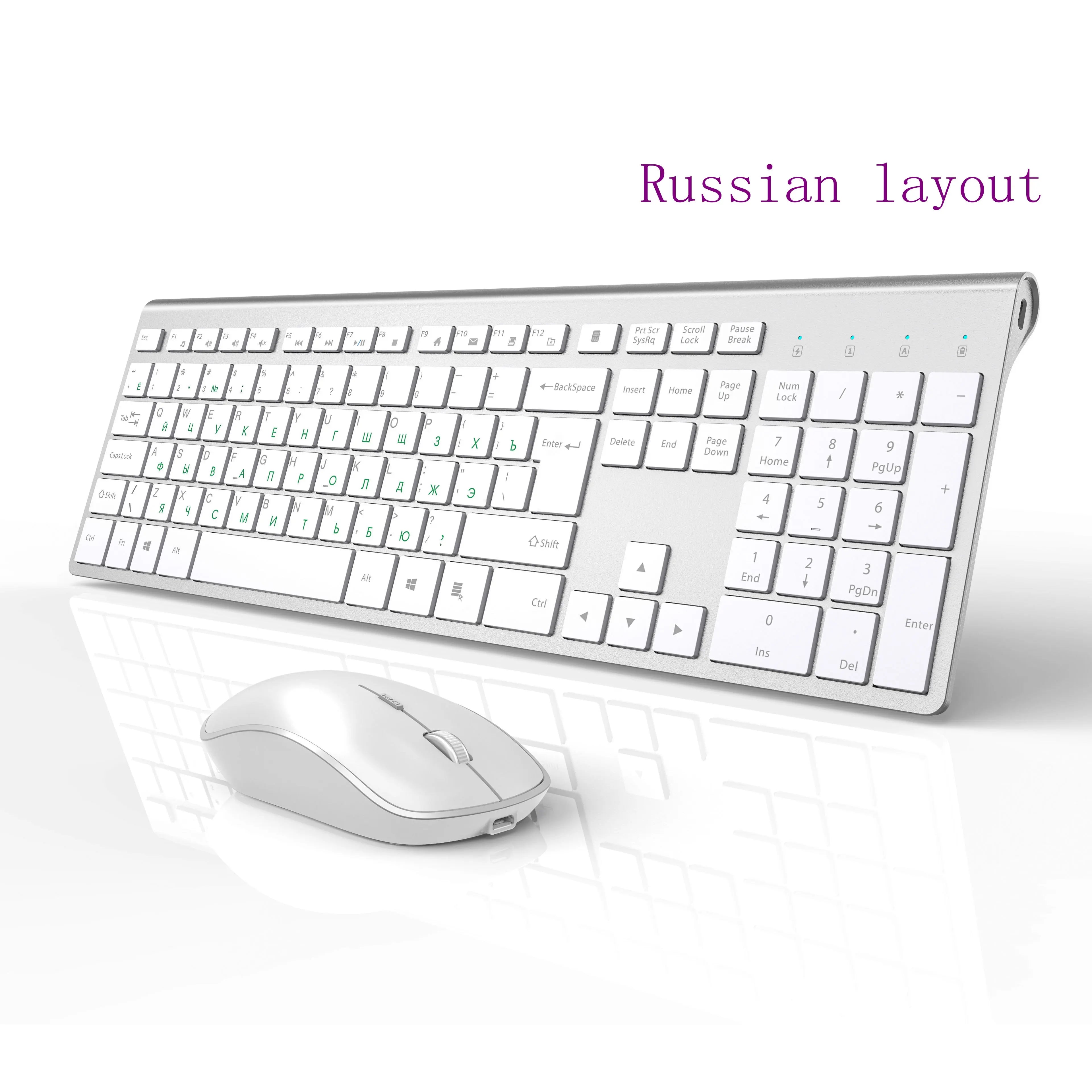 Wireless Keyboard and Mouse Combination, 2.4 Gigahertz Stable Connection Rechargeable Battery, UK/France/Korean/Spain/US Layout