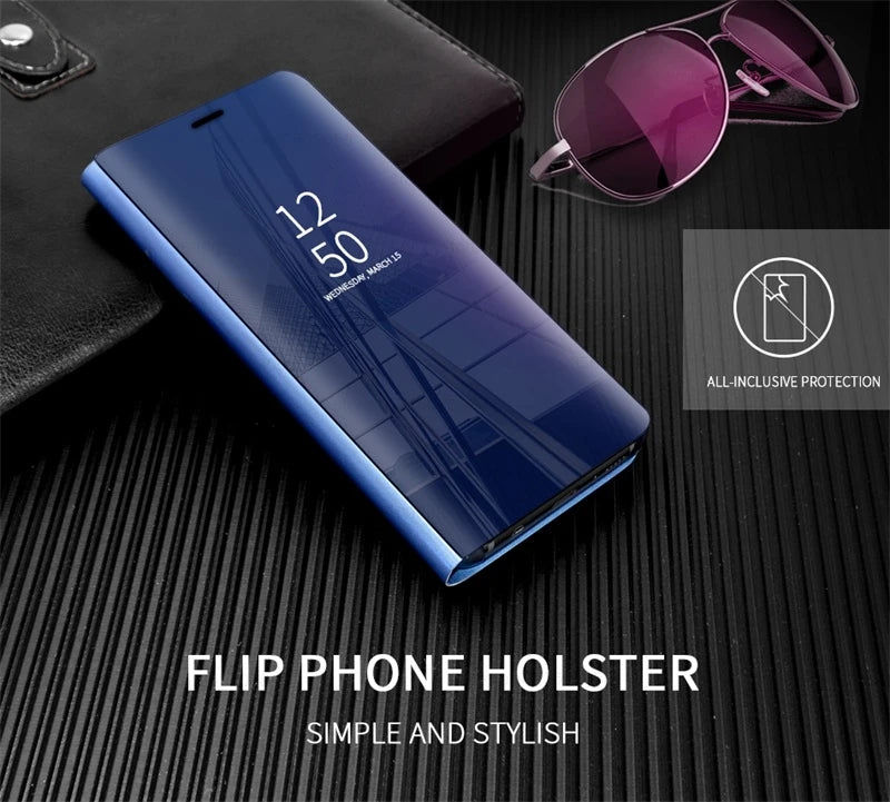 Smart View Mirror Leather Flip Case for Samsung Galaxy S26 Ultra Sumsung Samsang S 26 Plus S26Ultra S26+ 5G Magnetic Stand Coque