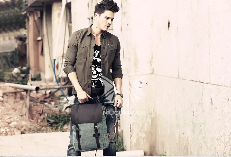 Fashion Male Backpack Leather military Canvas backpack Men backpack women school backpack school bag bagpack rucksack mochila