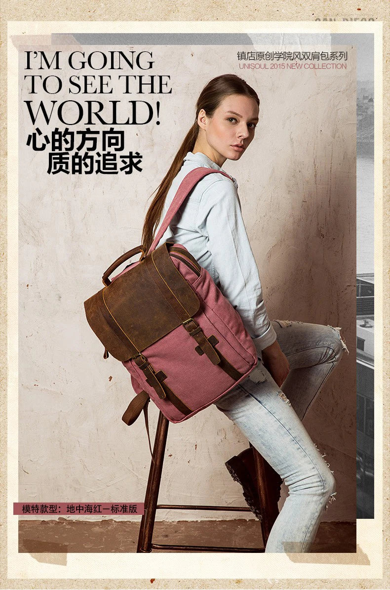 Fashion Male Backpack Leather military Canvas backpack Men backpack women school backpack school bag bagpack rucksack mochila