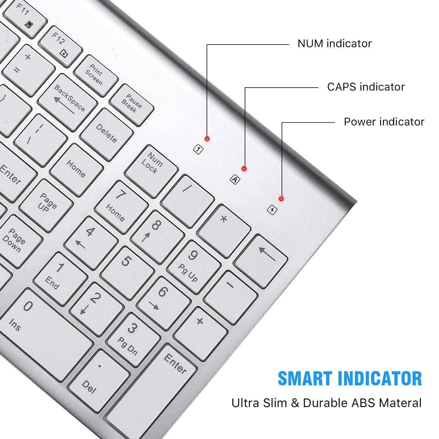 Israel Hebrew Wireless Keyboard Mouse Combos Ultra-Thin Multimedia Full-Size Keyboard and Mouse Low Noise for Notebook Laptop