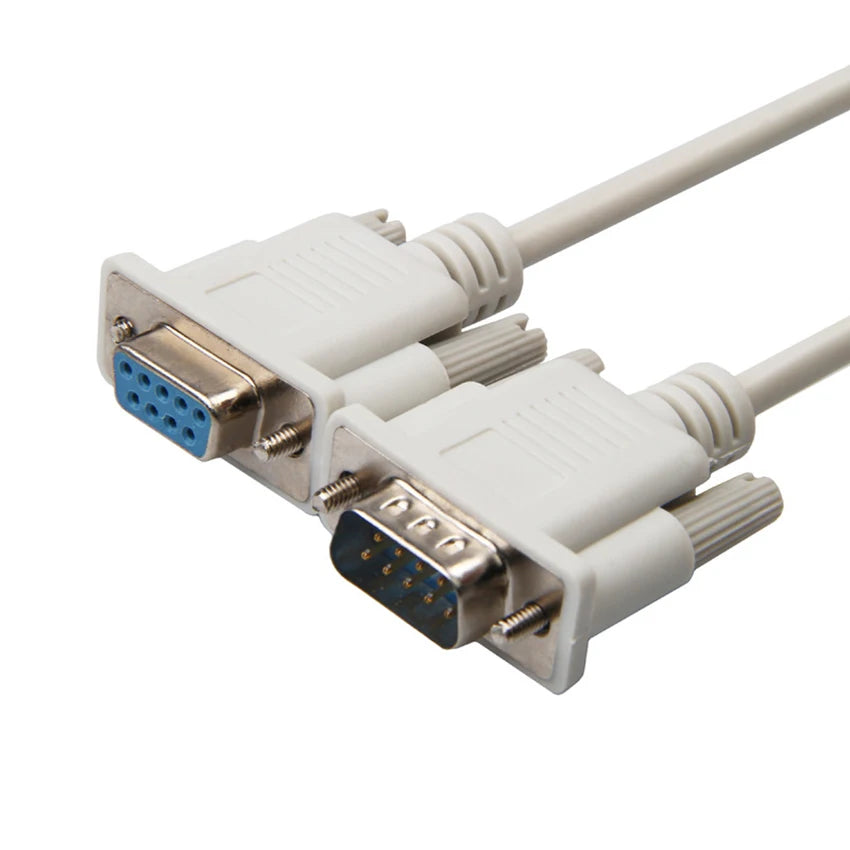 DB9 Male to Female RS232 Extension Serial Cable - 1.5m White DB9 RS232 Serial Null Modem Cable M/F 9 pin RS232 Null Modem Cable