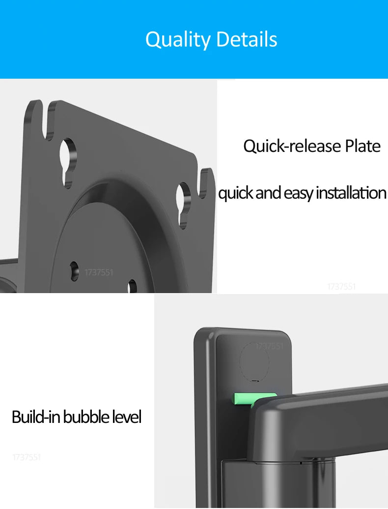 NB F150 Aluminum Gas Spring 3-12kg 100x100 75x75 17'-35' TV Monitor Wall Mount Screen Air Press Wall Bracket Holder Tilt Swivel