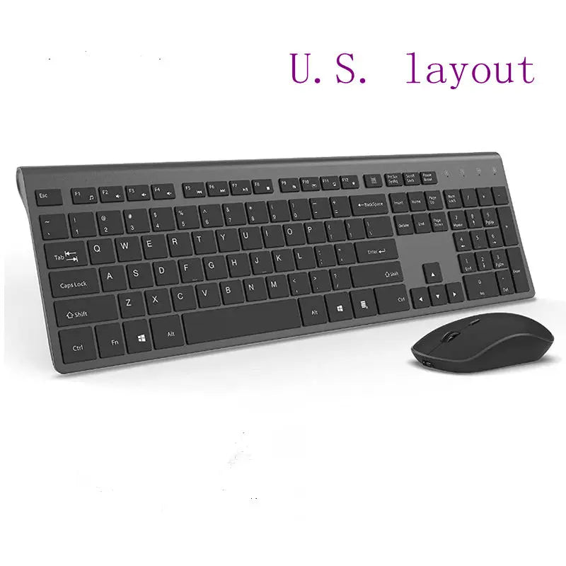 Wireless Keyboard and Mouse Combination, 2.4 Gigahertz Stable Connection Rechargeable Battery, UK/France/Korean/Spain/US Layout