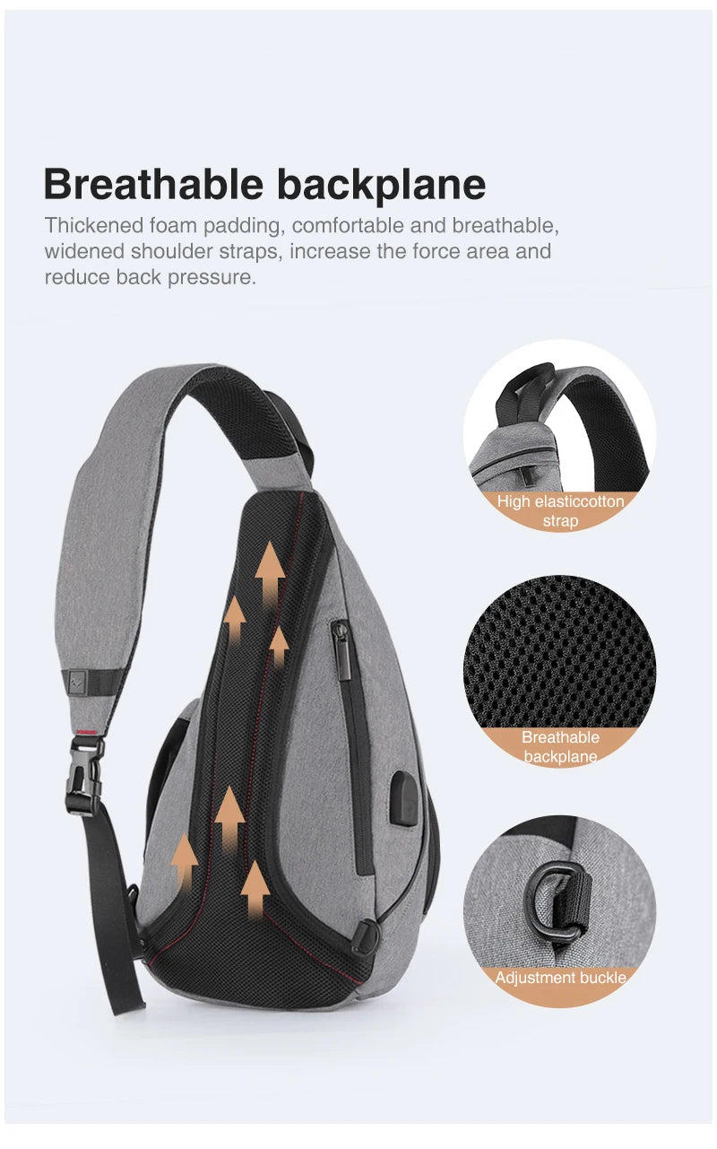 Mixi One Shoulder Backpack Crossbody Sling Bag – USB Charging Sports Travel Bag for Men & Women, Lightweight Cycling & School Backpack