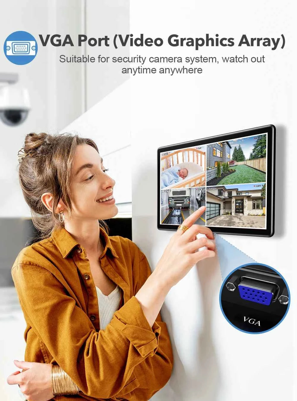 UPERFECT Touchscreen Portable Monitor 15.6'' HDR 1080P IPS Raspberry Pi VESA HDMI VGA DVI Industrial Input 2000:1 Contrast Ratio