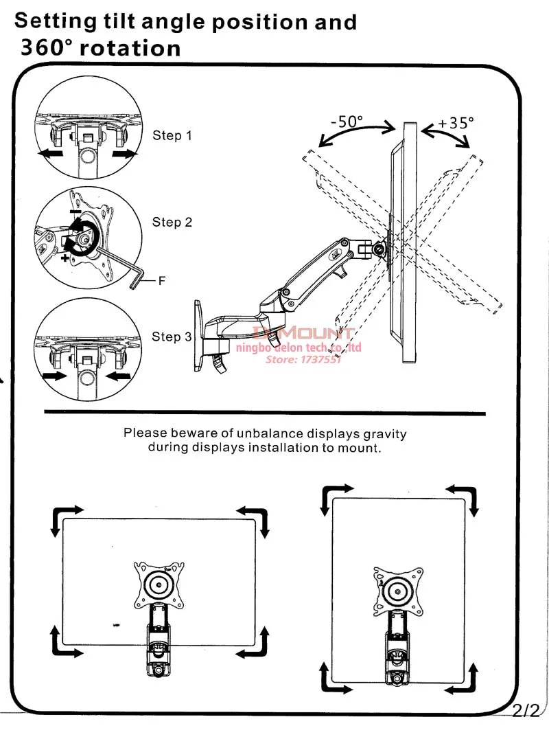 NB F150 Aluminum Gas Spring 3-12kg 100x100 75x75 17'-35' TV Monitor Wall Mount Screen Air Press Wall Bracket Holder Tilt Swivel
