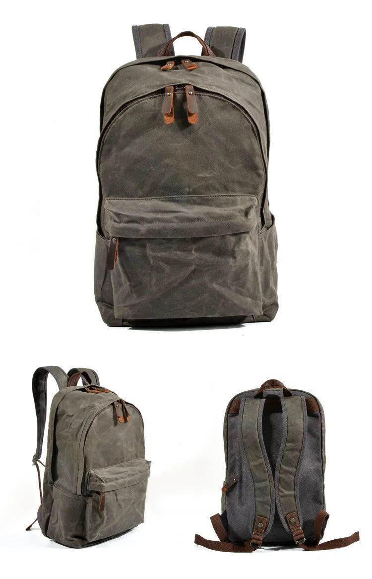 New Designer Waterproof oil wax Canvas Daypacks Unisex men Vintage Backpacks women Anti-thief Travel Rucksacks Retro School Bags