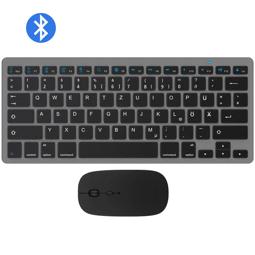 German QWERTZ Layout Bluetooth Keyboard Mouse Combo Wireless Bluetooth Mice Ultra Slim Mute for Mac iPad iOS Android Windows