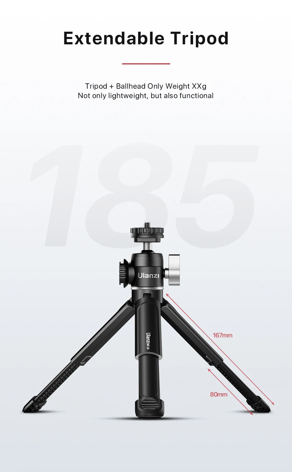 Ulanzi Mini Vlog Tripod Dual Cold Shoe Ballhead for Microphone LED Light Extend Smartphone Tripod for Sony A6400 Photography kit