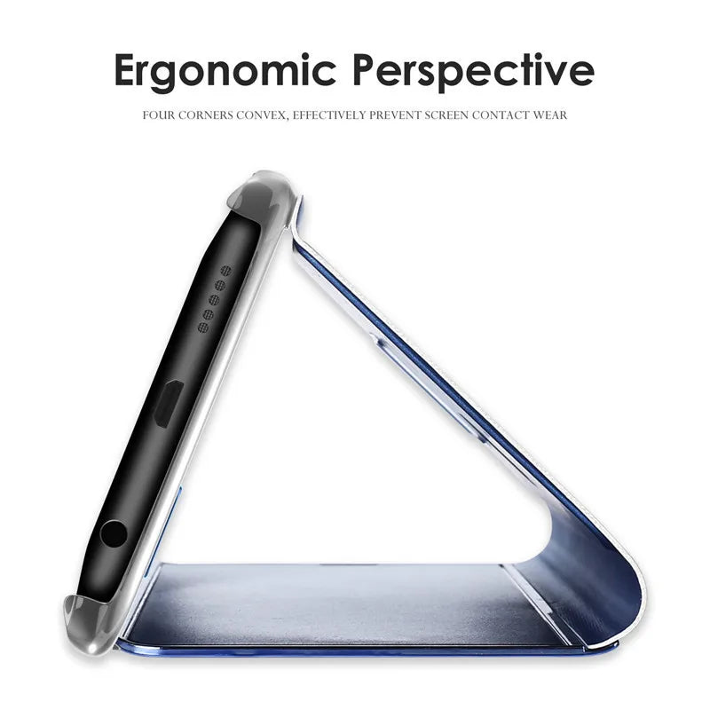 For Samsung Galaxy S24 Ultra 5G Case View Mirror Flip Stand Phone Case For Samsung S24 + Plus S 24 Ultra Shockproof Back Cover
