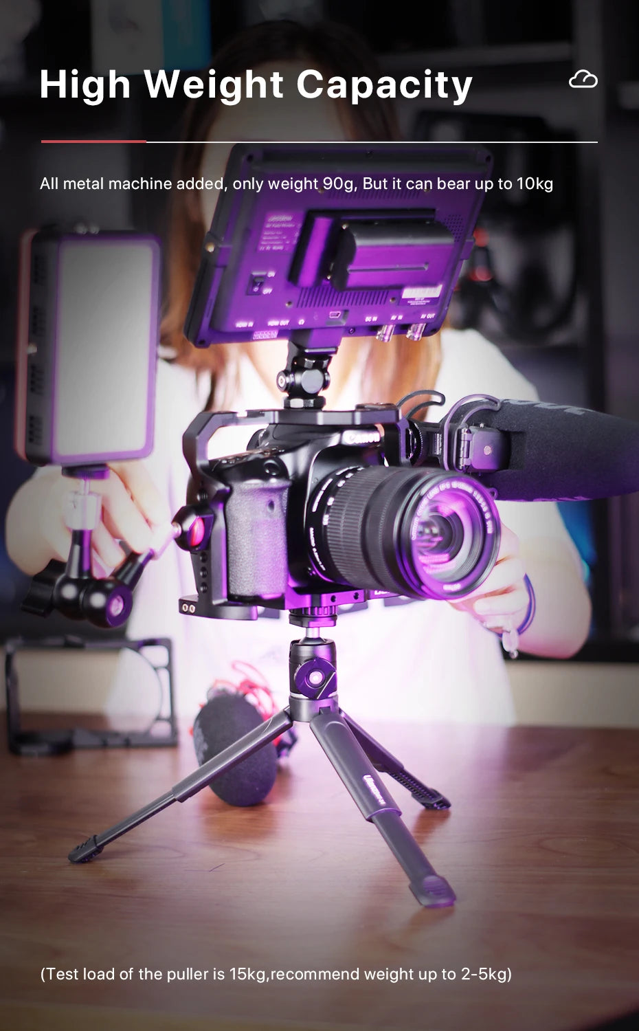 Ulanzi U-Vlog Lite Extendable Tripod Dual Cold Shoe Ball Head Volg Tripod for Smartphone Sony Canon Nikon DSLR Camera