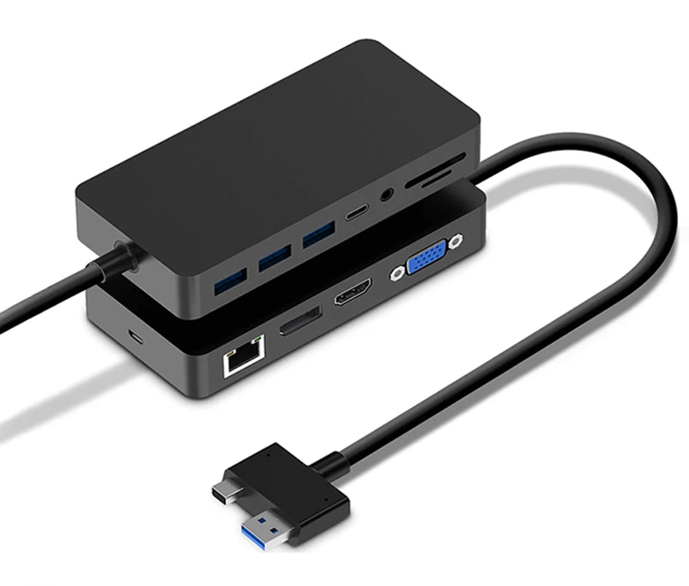 11 in 1 USB 3.0 Mini DP to 4K HD/DP/VGA 3.5 Audio Gigabit Ethernet SD/TF Card Reader Hub for Microsoft Surface Pro 4 5 6