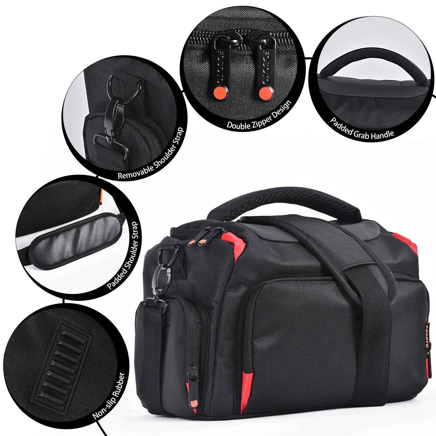 Fosoto Fashion Professional DSLR Camera Bag Waterproof Digital Shoulder Bag Video Camera Case For Sony Lens Canon Nikon Pouch