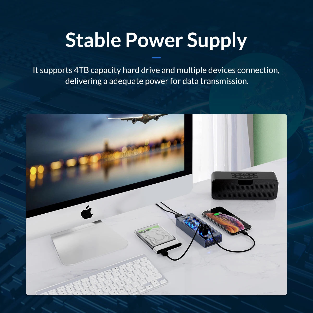 ORICO Powered USB 3.0 HUB 7/10/13/16 Ports USB Extension with On/Off Switches 12V Power Adapter Support BC1.2 Charging Splitter