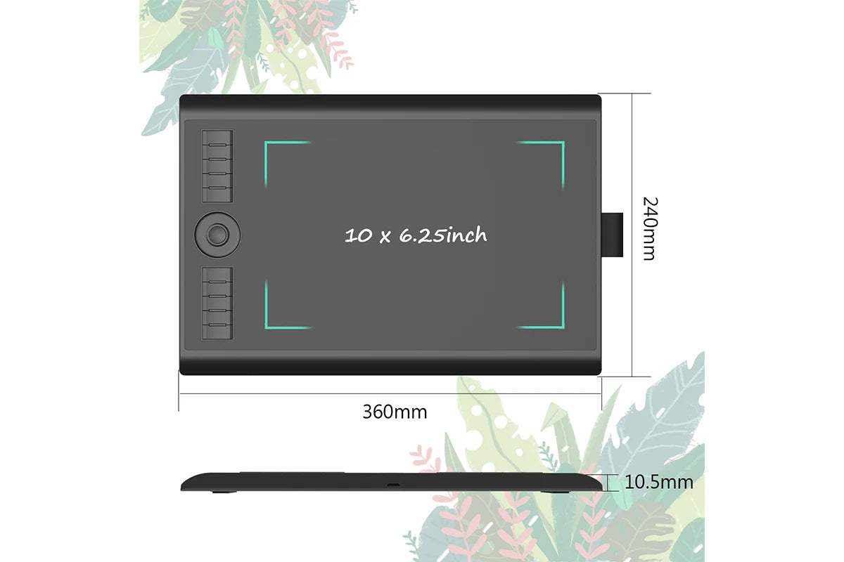 GAOMON M10K PRO 10 * 6.25'' Graphic Drawing Pen Tablet with 8192 Pressure Battery-Free Stylus Support OTG Function