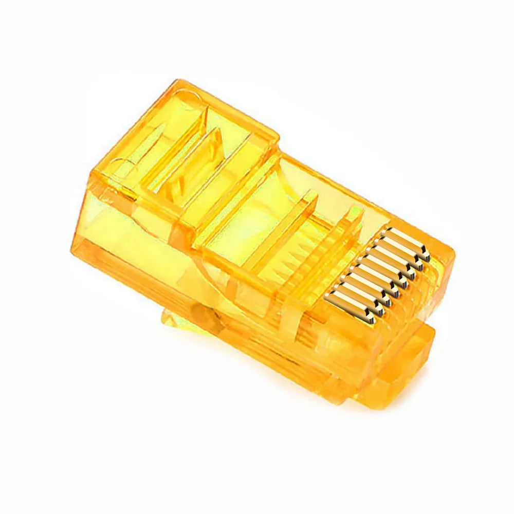 OULLX 6U RJ45 Ethernet Plug Gold Plated Cat5e Jack UTP Module Plug Network Connector RJ-45 Crystal Heads Cat5 Multicolor Cable