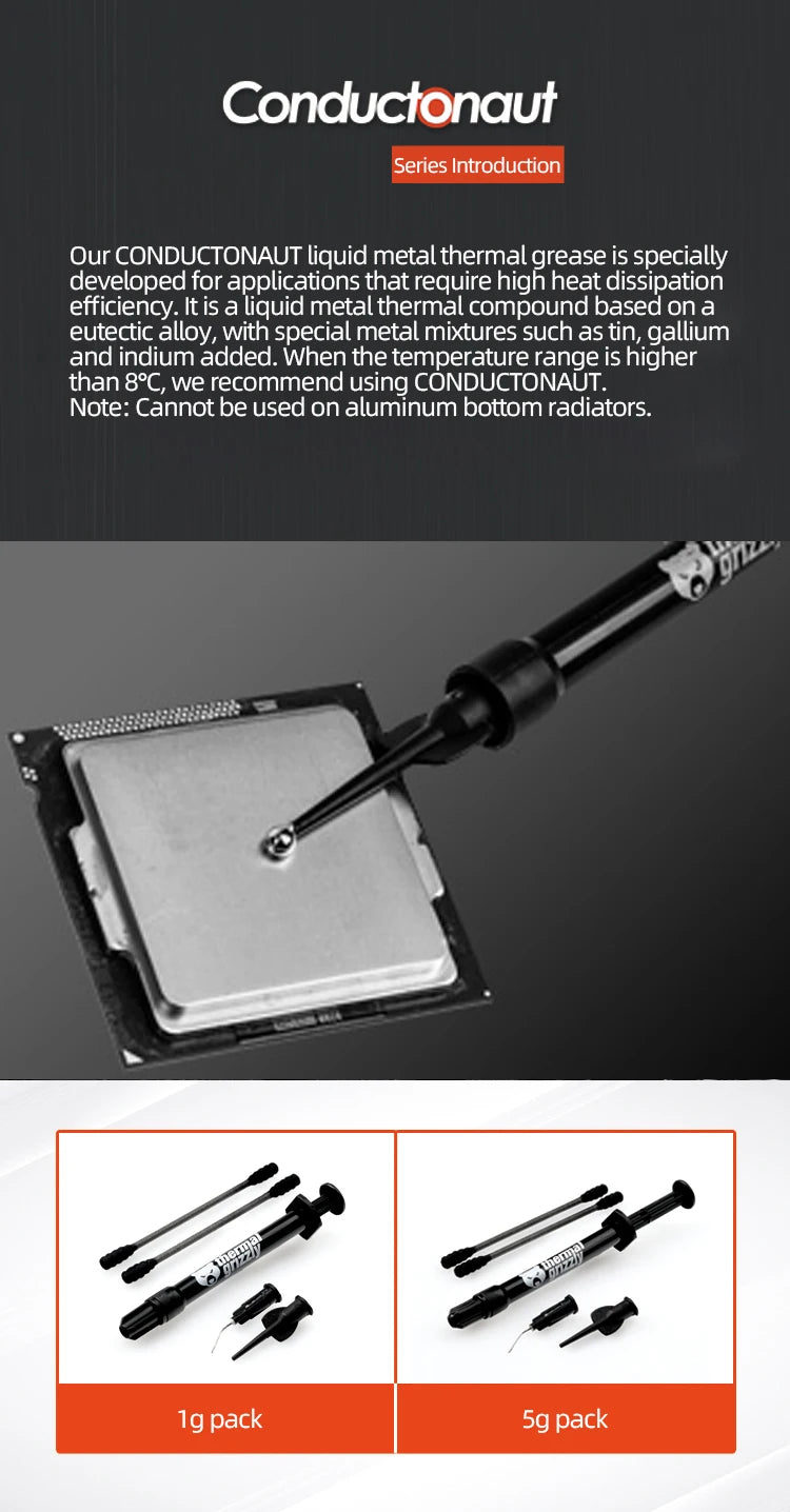 Thermal Grizzly Conductonaut Liquid Metal Thermal Grease For CPU GPU Graphics Card Thermal Conductivity 73 W/MK Thermal Paste