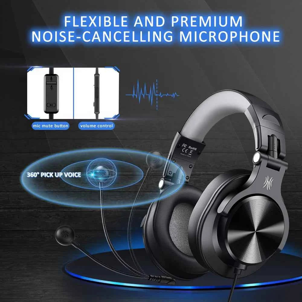 Oneodio Wired Gaming Headset Gamer 3.5mm Over-Ear Gaming Headphones With Detachable Microphone For PC Computer PS4 Xbox
