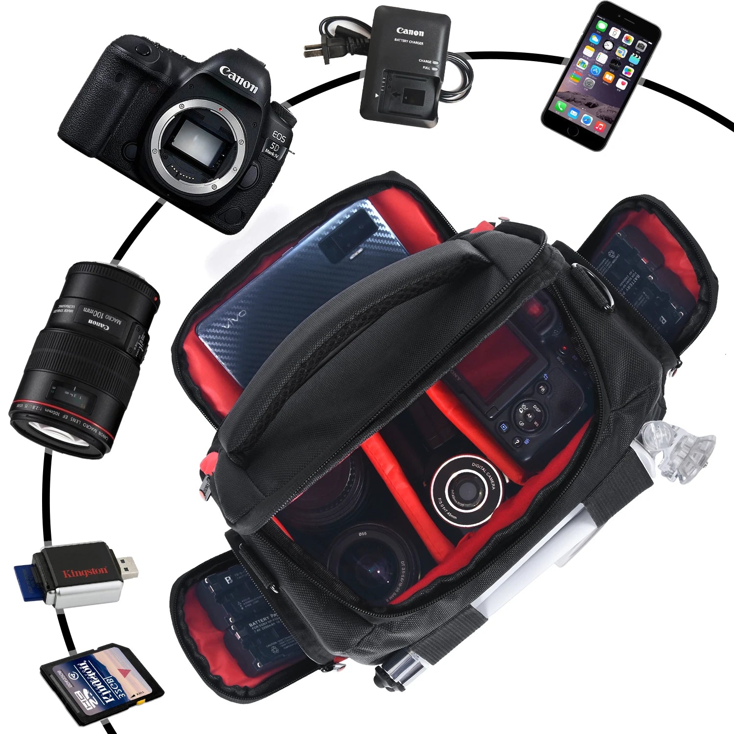 Fosoto Fashion Professional DSLR Camera Bag Waterproof Digital Shoulder Bag Video Camera Case For Sony Lens Canon Nikon Pouch