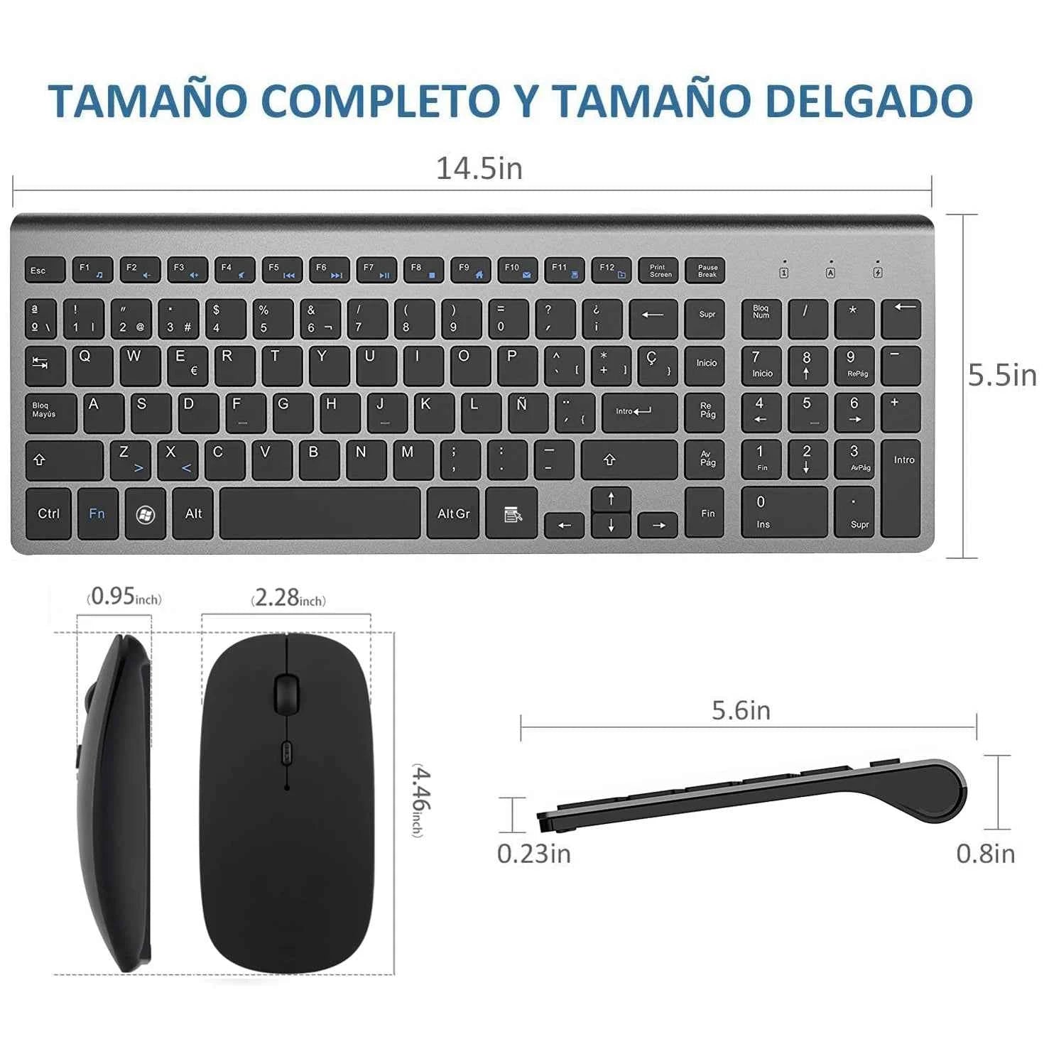 Spanish Layout Wireless Keyboard Mouse Combo Ultra Slim 2.4G Silent Scissor Key Keyboard Set for PC Laptop tv box
