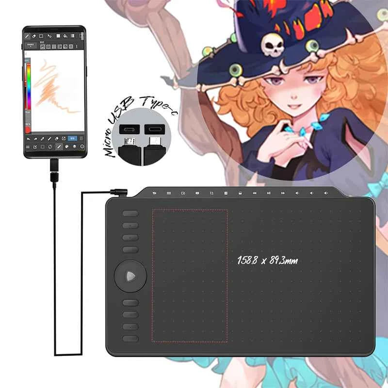 GAOMON Graphics Tablet M1220 12 Inch Large Pen Tablets Multimedia Keys for Drawing wIth PC Laptop MacOS Windows Android Phone,