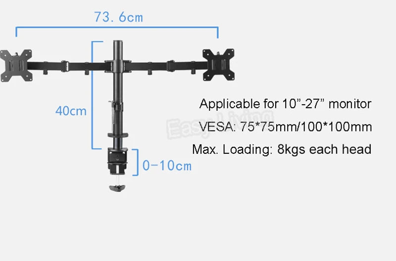 MS02 Desktop Clamping Full Motion 360 Degree Dual Monitor Holder 10