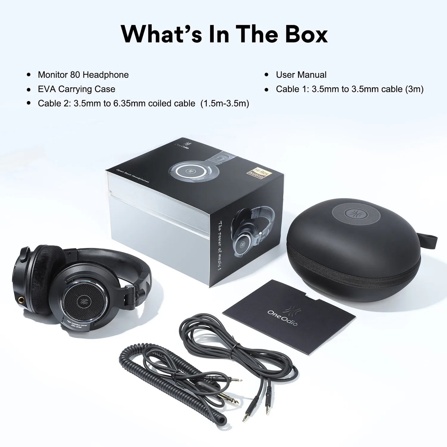 Oneodio Monitor 80 Open Back Headphones Wired Over Ear 250Ω Audiophile HiFi Headphones Hi-Res Audio Professional Studio Headset