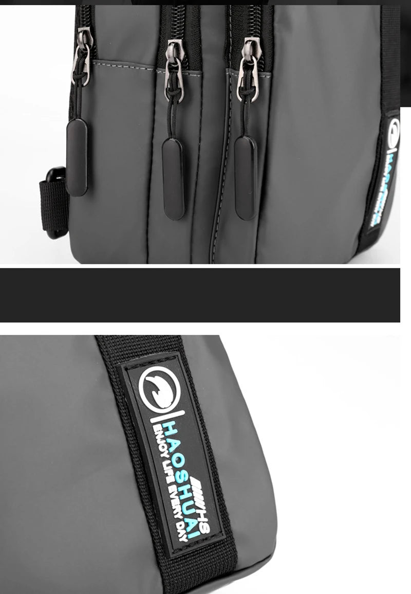 Men Small Backpack Chest Pack Shoulder Bag with USB Charging Port Travel Male Waterproof Nylon Sling Messenger Cross body Bags